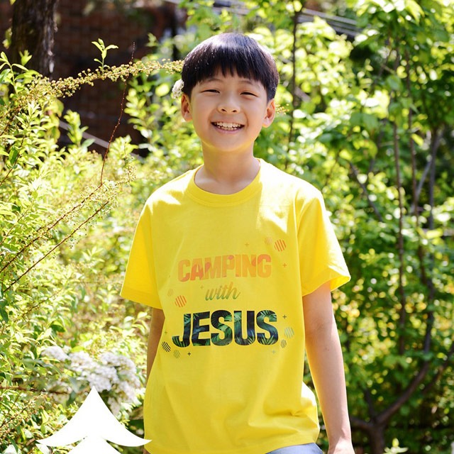 고집 여름성경학교 단체티셔츠 CAMPING WITH JESUS 캠핑그린