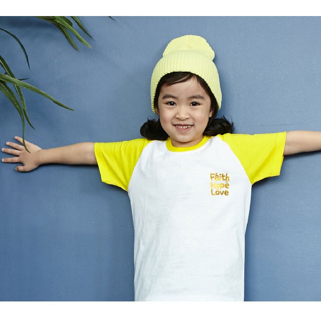 제이디 나그랑 포일아트 심플 반팔 믿음소망사랑 골드 여름성경학교 티셔츠
